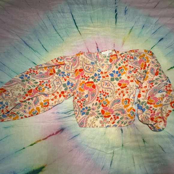Sugarlips Tops - Sugarlips Colorful Paisley Balloon Sleeve Crop Top